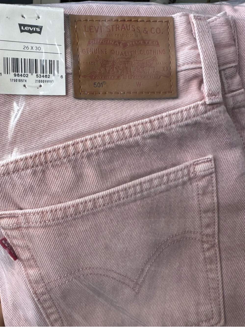 Levi’s 501 Original Women's Jeans NWT 26x30 Scraped Pale Mauve - Pink - Picture 10 of 10